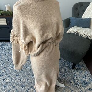 Chic Beige Long Sleeve Sweater Dress